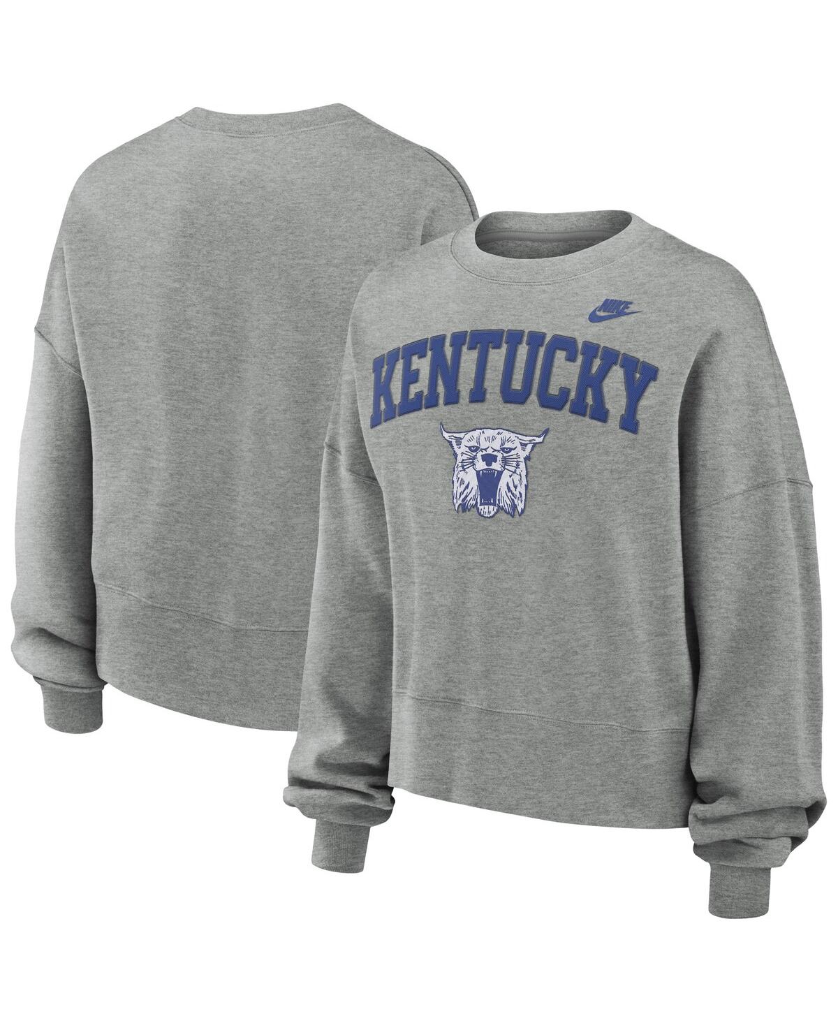 Women's Heather Gray Kentucky Wildcats Oversized Legacy Classic Pullover Sweatshirt - Heather Gray