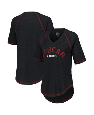 G-III 4Her by Carl Banks - Women's Black NASCAR Ball Chase Tri-Blend Thermal Raglan Top