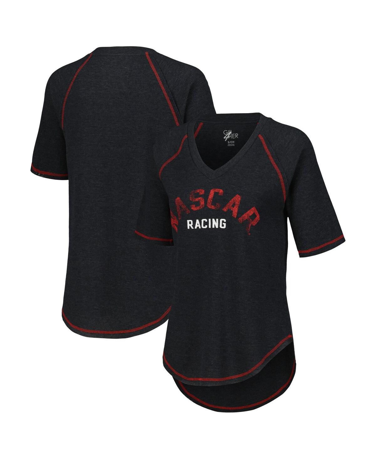 Women's Black Nascar Ball Chase Tri-Blend Thermal Raglan Top - Black
