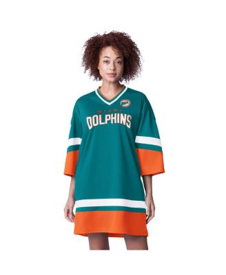 Starter - Women's Aqua Miami Dolphins Slap Shot 3/4 Sleeve Sneaker Dress