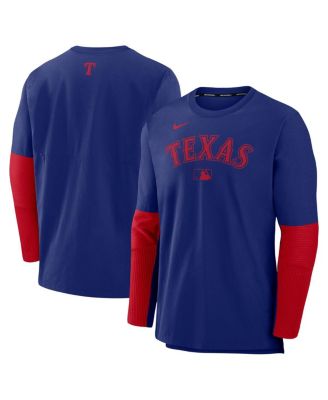 Nike - Men's Royal/Red Texas Rangers Authentic Collection Lightweight Player Performance Long Sleeve Top