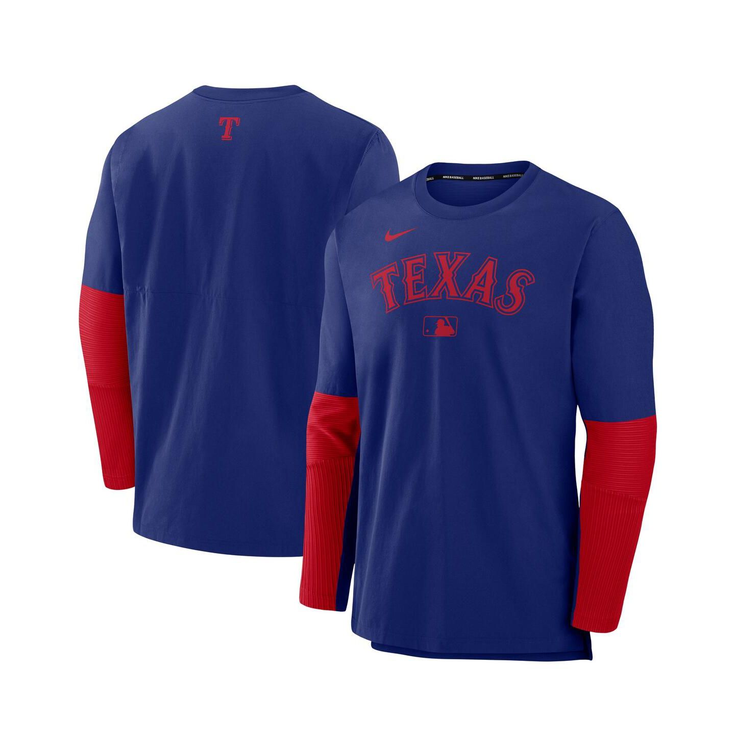 Мужской топ Nike Royal/Red Texas Rangers Authentic Collection Lightweight Player Performance Long Sleeve — фото 1