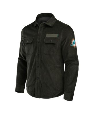 Men's Dark Green Miami Dolphins Corduroy Full-Button Shacket