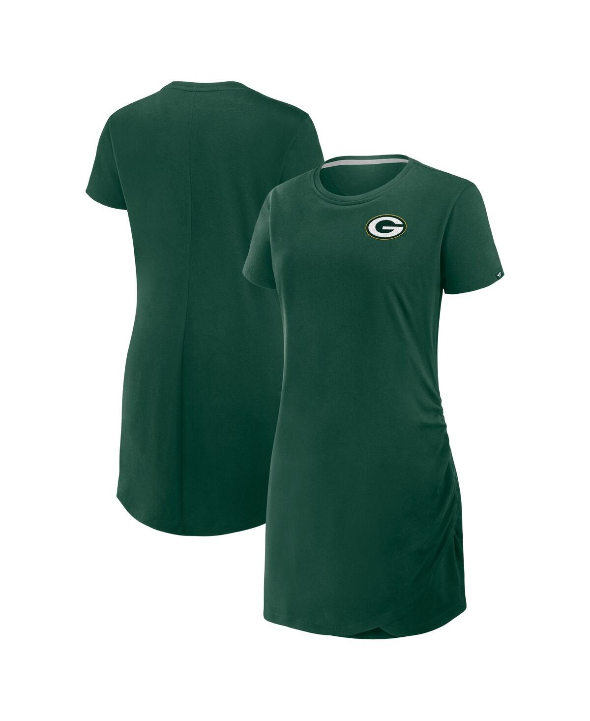 Women's Green Green Bay Packers Ruched Drape T-Shirt Dress - Green