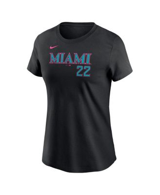 Women's Sandy Alcantara Black Miami Marlins 2025 City Connect Fuse Name Number T-Shirt