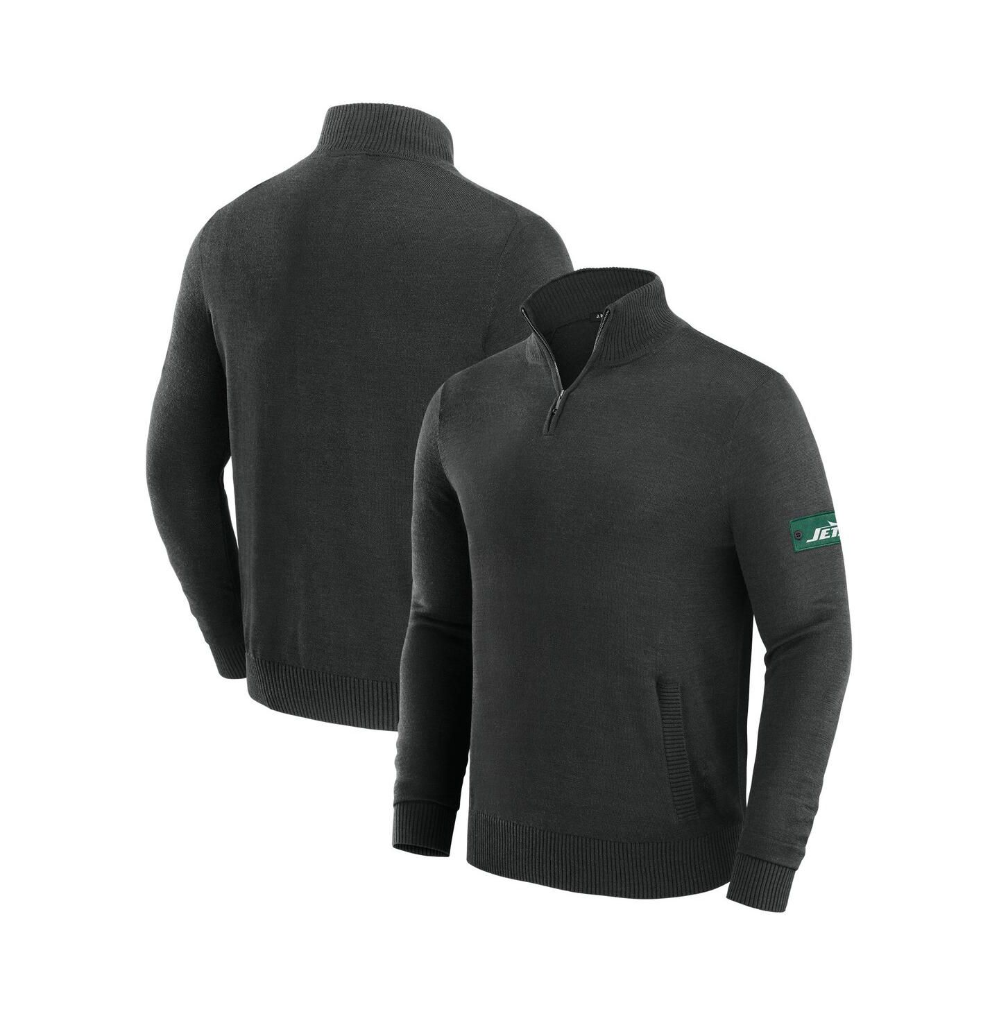 Мужской свитер J. Palmer Black New York Jets Franchise Quarter-Zip — фото 1