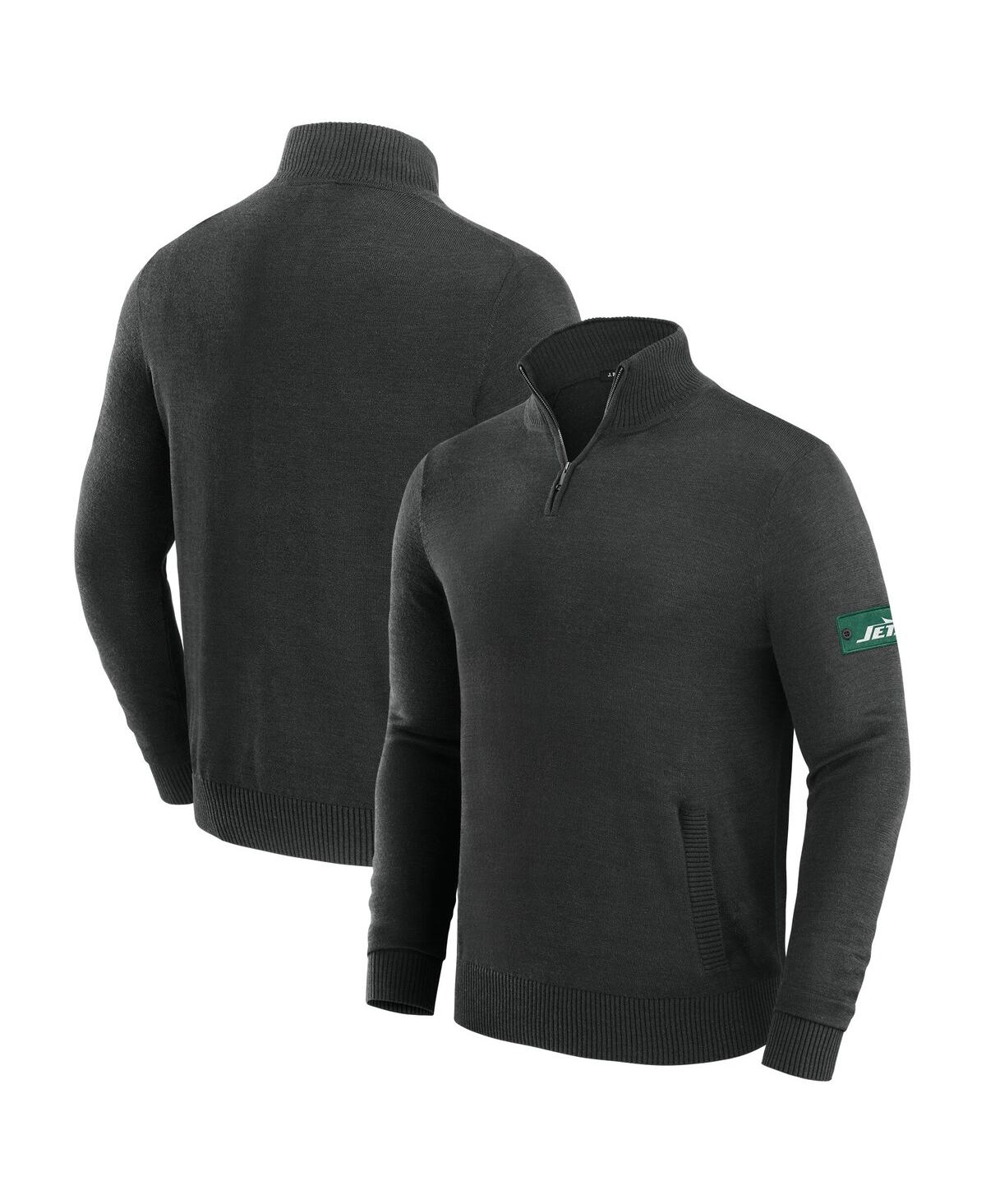 Men's Black New York Jets Franchise Quarter-Zip Sweater - Black