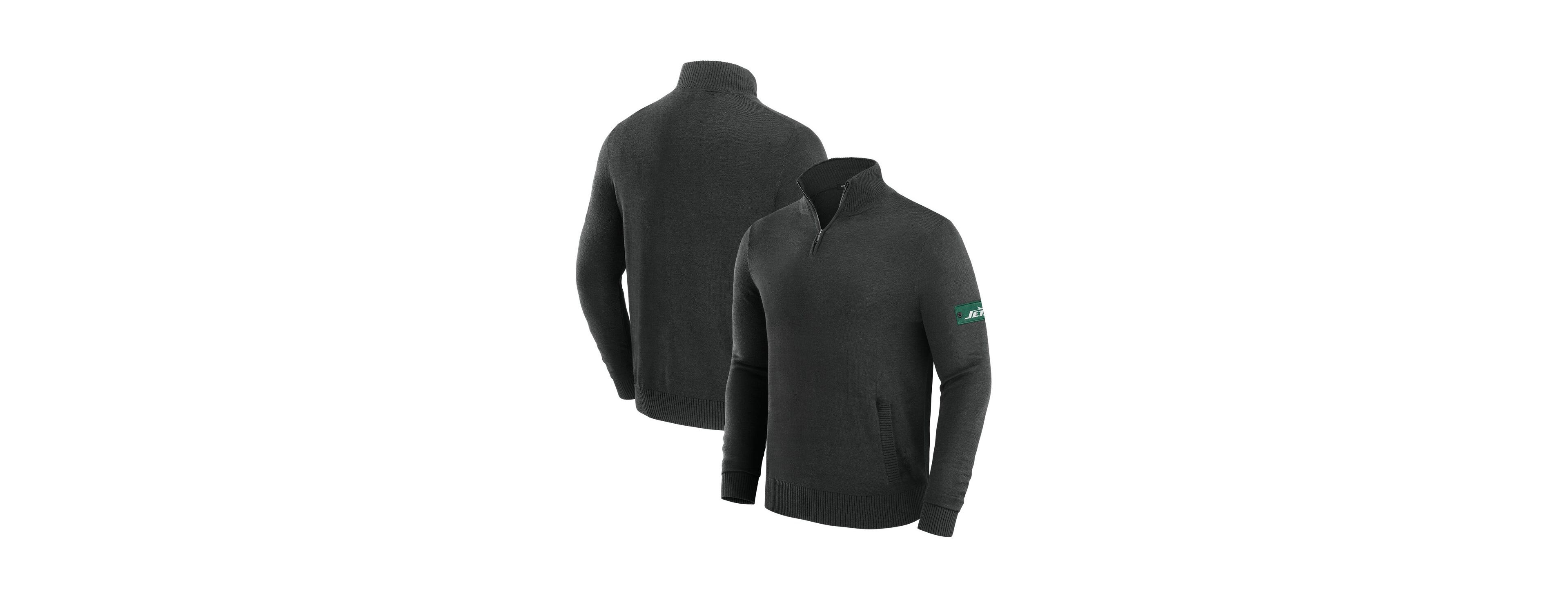 J. Palmer Men's Black New York Jets Franchise Quarter-Zip Sweater
