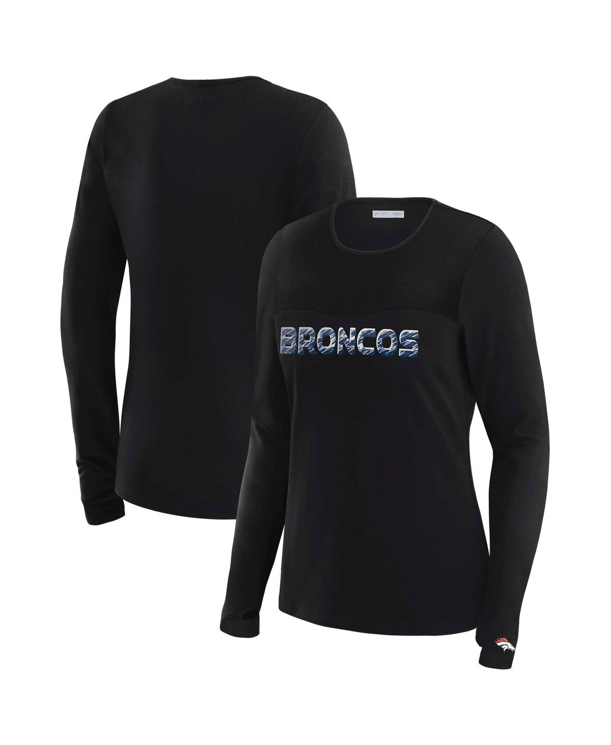 x Gracie Women's Hunt Black Denver Broncos Mesh Panel Long Sleeve T-Shirt - Black