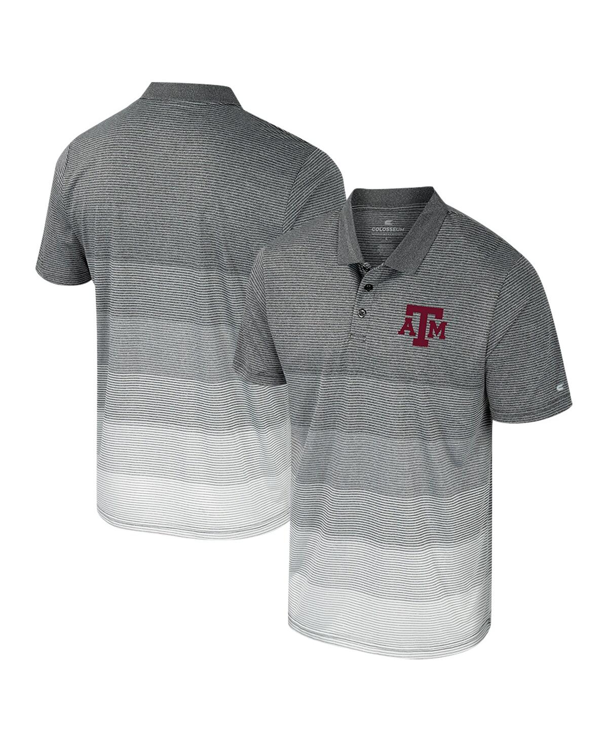 Men's Gray Texas A M Aggies Striped Mesh Polo Shirt - Gray