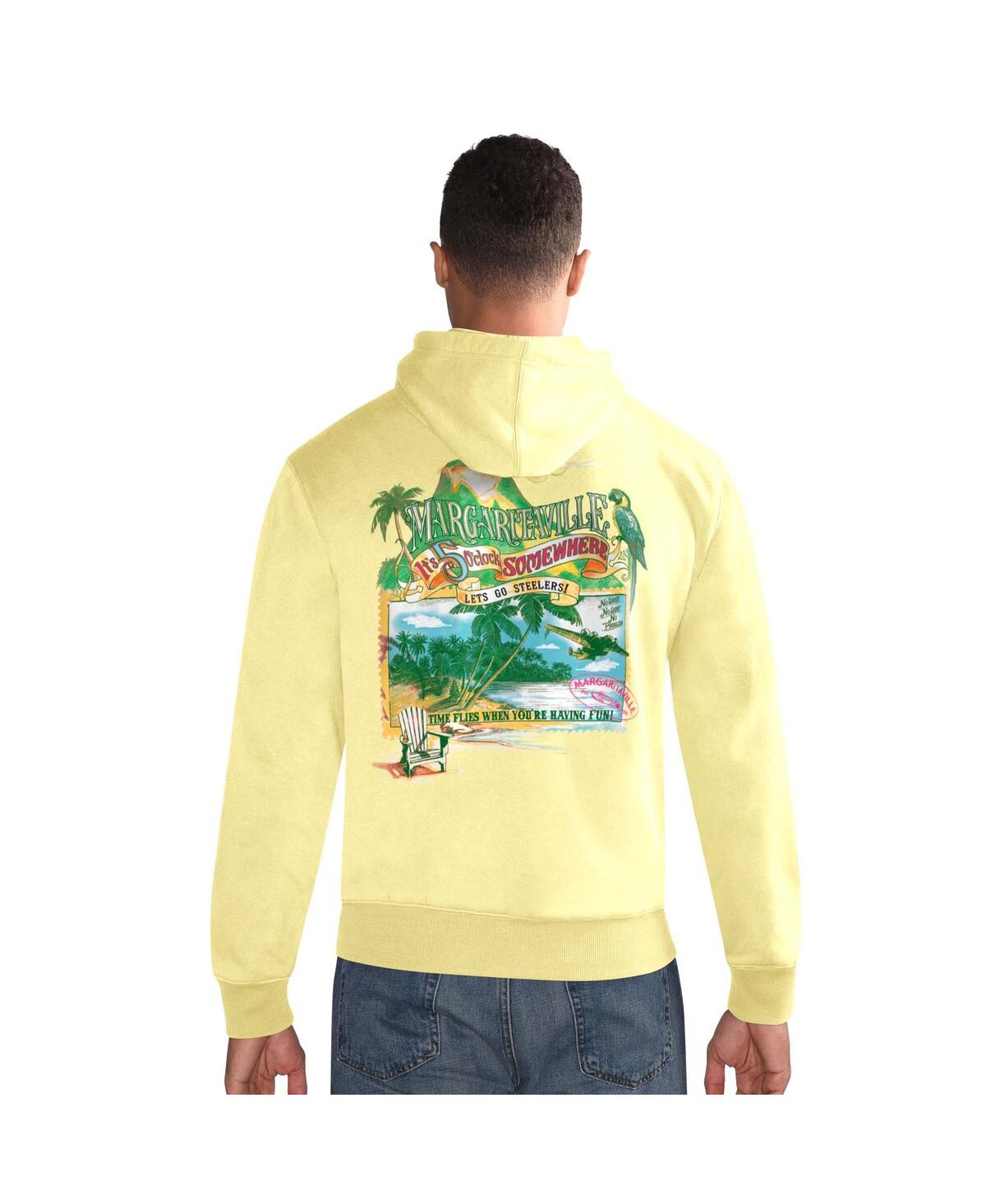 Margaritaville Men's Gold Pittsburgh Steelers Time Flies Garment Dyed Pullover Hoodie In Yellow