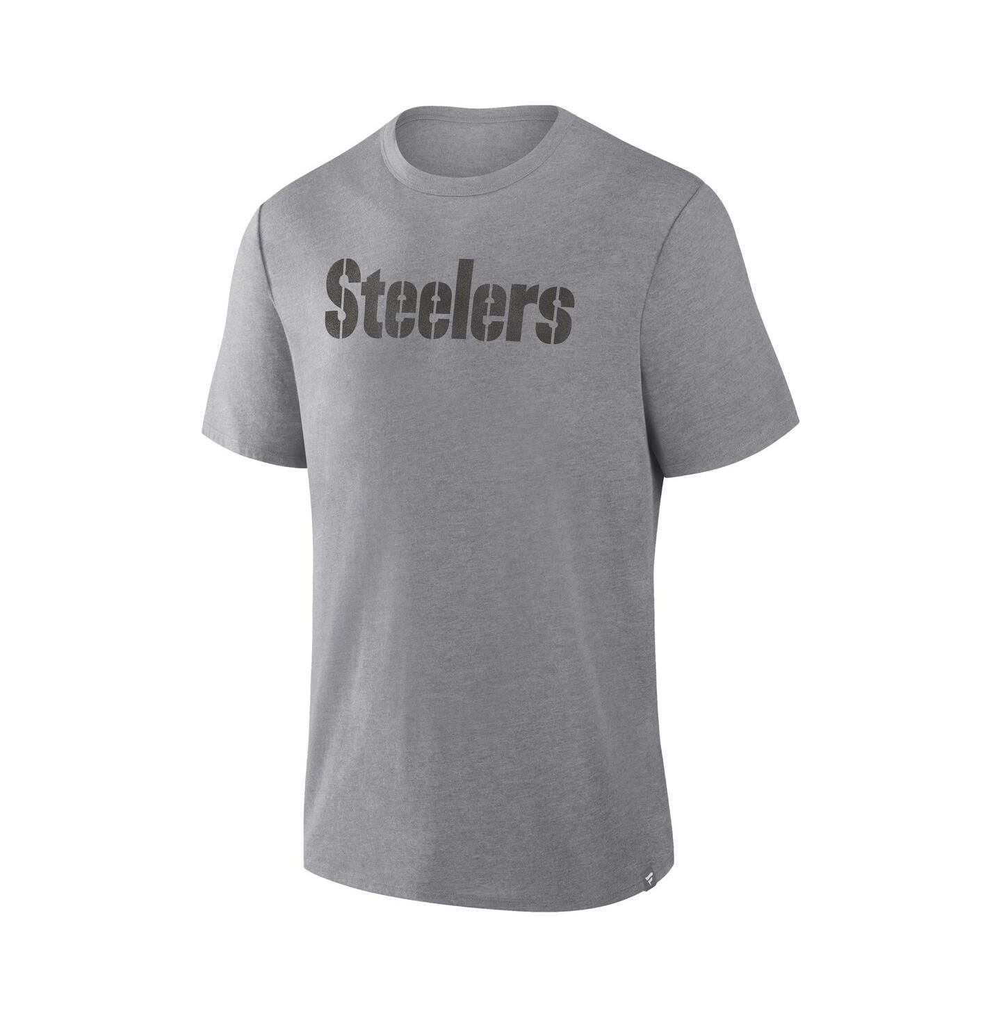 Мужская футболка Fanatics Heather Gray Pittsburgh Steelers Pass Rush Tri-Blend — фото 2