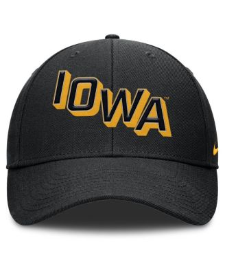 Men's Black Iowa Hawkeyes Slanted Primetime Rise Performance Adjustable Hat