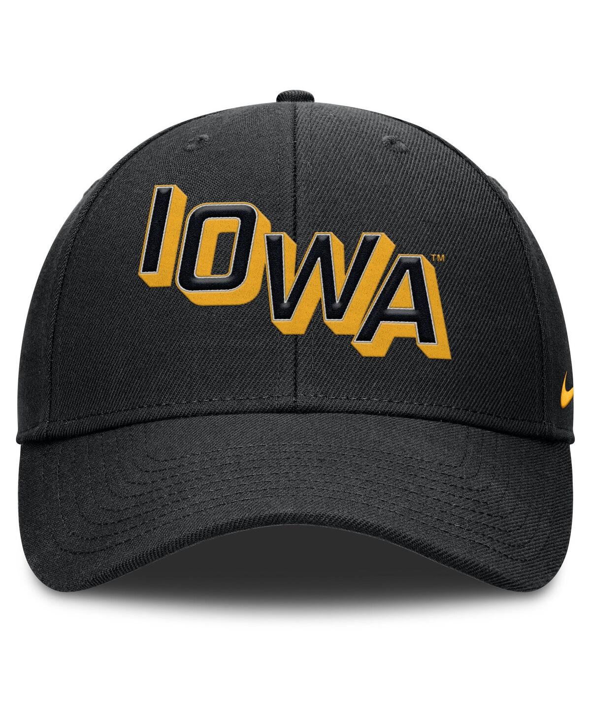 Nike Men's Black Iowa Hawkeyes Slanted Primetime Rise Performance Adjustable Hat In Black