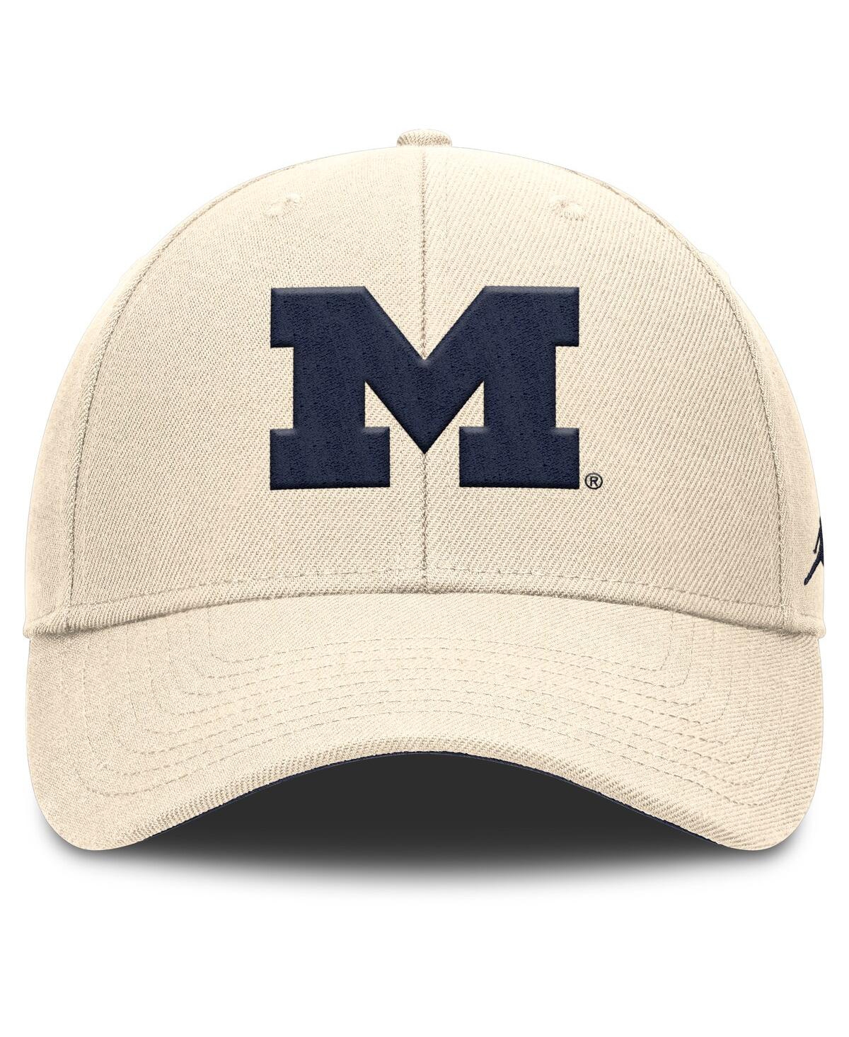 Jordan Men's Natural Michigan Wolverines Rise Primetime Performance Trucker Adjustable Hat In Brown