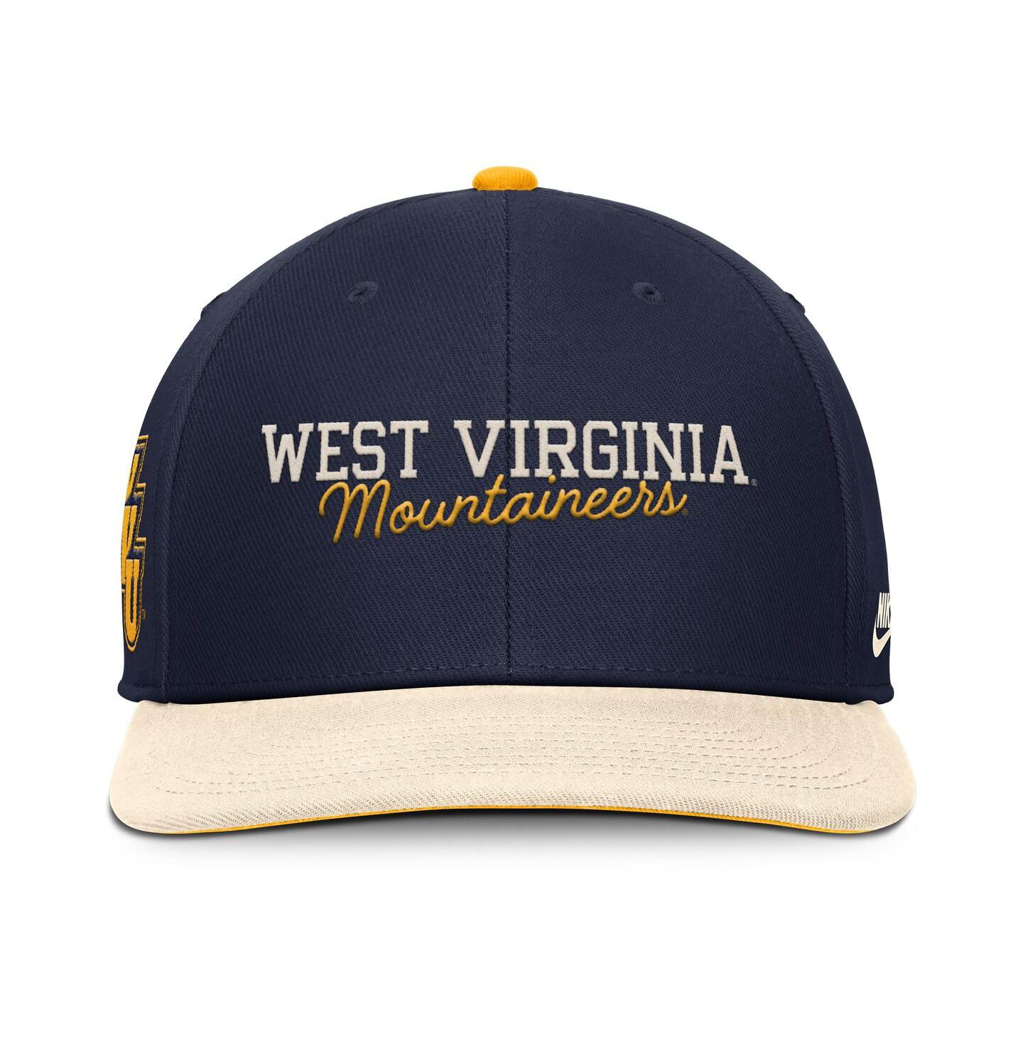Мужская кепка Nike Navy/Cream West Virginia Mountaineers Pro Legacy Script Snapback Hat — фото 4