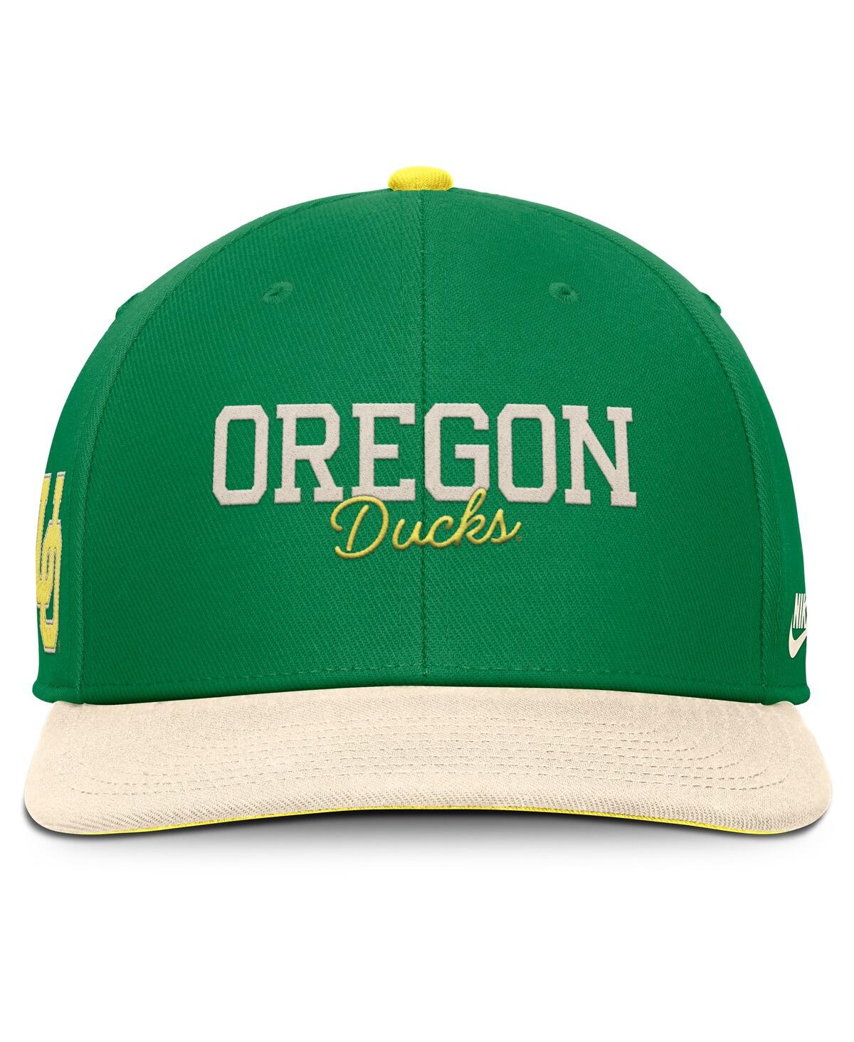 Nike Men's Green/cream Oregon Ducks Pro Legacy Script Snapback Hat