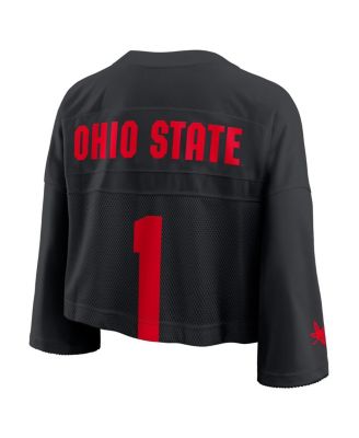 Women's Black Ohio State Buckeyes Cropped Mesh Fashion Jersey