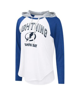 Women's White/Royal Tampa Bay Lightning VIP Raglan Long Sleeve Hoodie T-Shirt