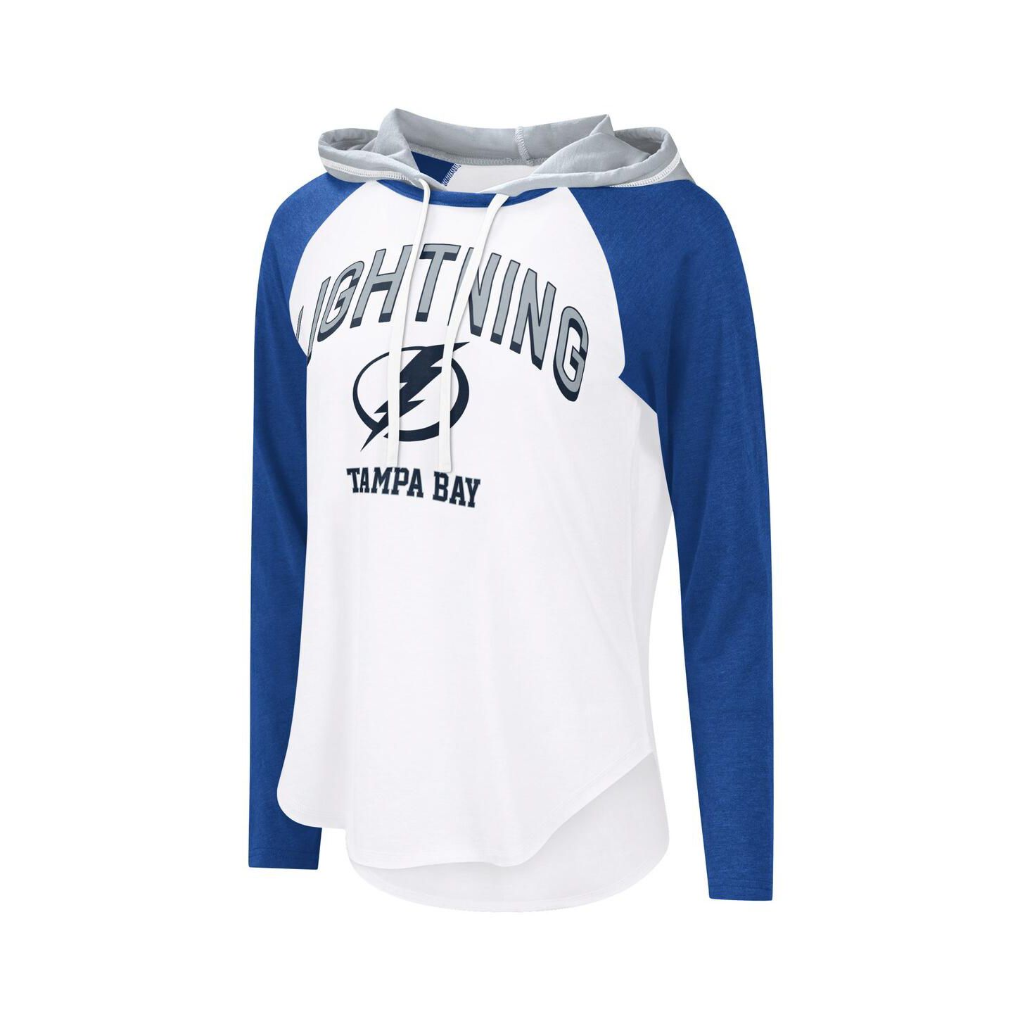 Женское худи G-III 4Her by Carl Banks White/Royal Tampa Bay Lightning VIP Raglan Long Sleeve T-Shirt — фото 2