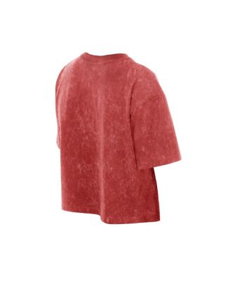 Women's Scarlet San Francisco 49ers Cropped Boxy Sport Classics Mineral Wash T-Shirt