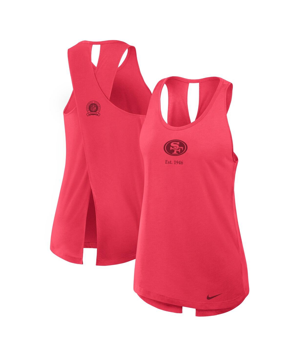 Women's Scarlet San Francisco 49ers Glory Crisscross Performance Tank Top - Scarlet