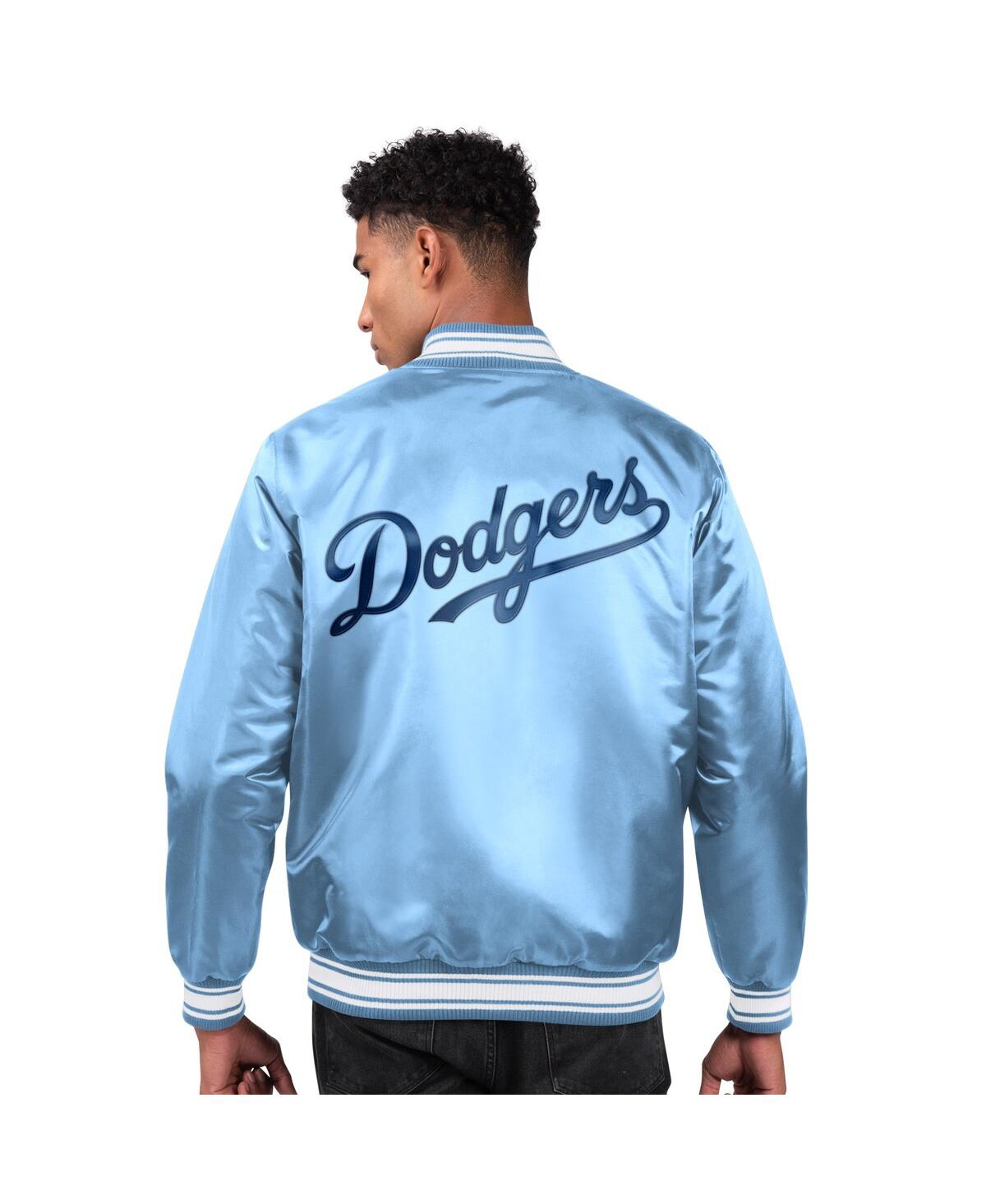 Starter Men's Light Blue Los Angeles Dodgers Locker Room Satin Full-snap Varsity Jacket In Blue