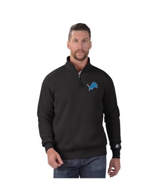 Starter - Men's Black Detroit Lions Classic Quarter-Zip Pullover Sweatshirt