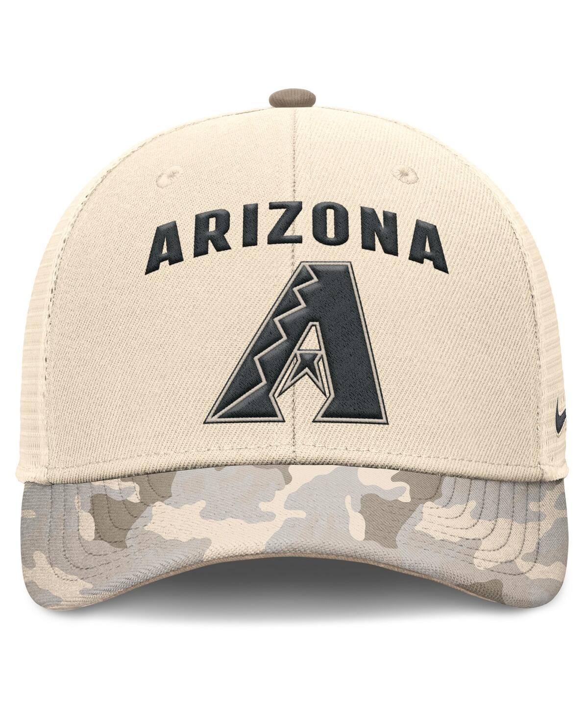 Nike Men's Natural Arizona Diamondbacks Camo Natural Pack Rise Adjustable Trucker Hat In Brown