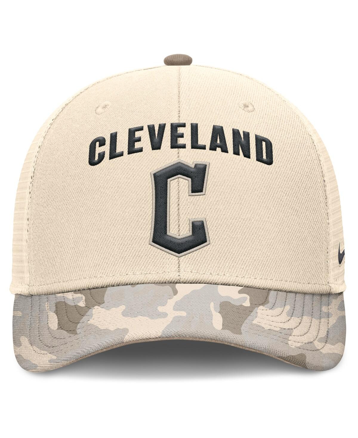 Nike Men's Natural Cleveland Guardians Camo Natural Pack Rise Adjustable Trucker Hat In Brown