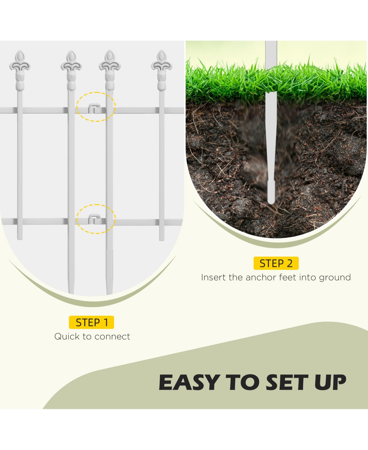 Outsunny 9.2' Garden Fence Border Edging, Pack of 5,