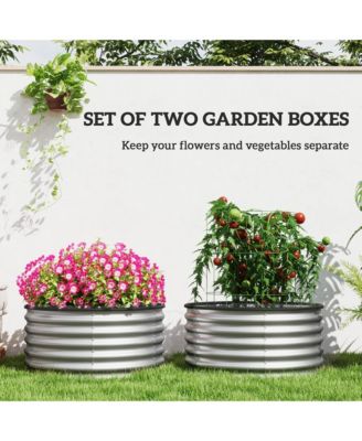 Raised Garden Beds, Set of 2 Galvanized Planter Boxes, Φ3' x 1.4'