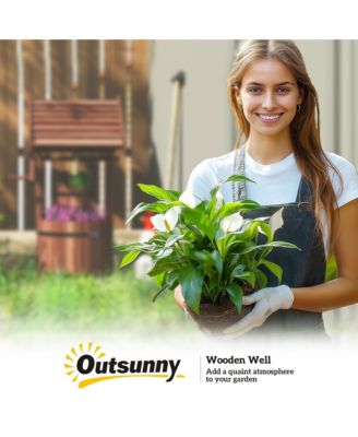 Wishing Well Planter with Bucket, Wooden Wishing Well,