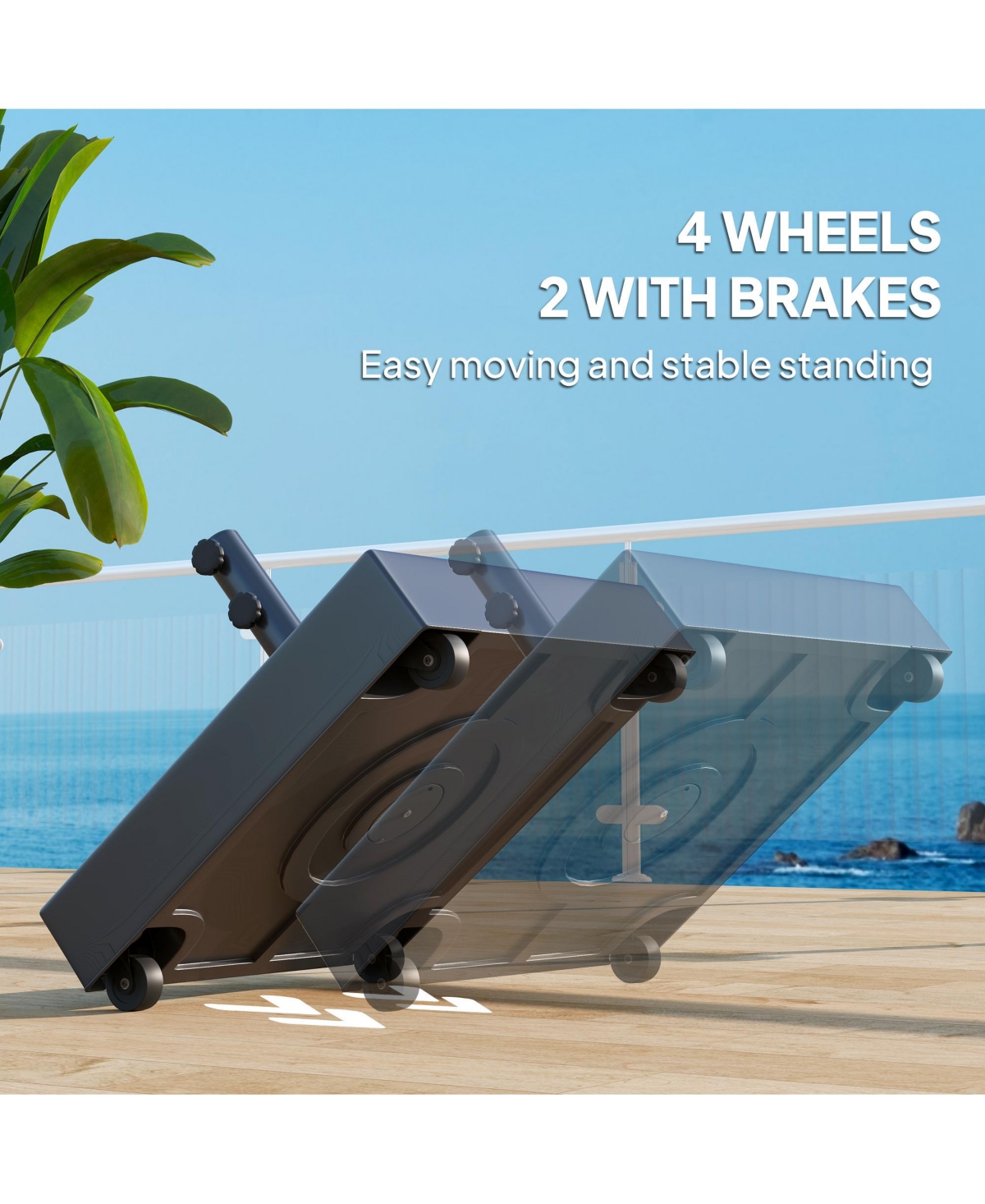 Outsunny Fillable Patio Umbrella Base Outdoor Umbrella Sd with Wheels