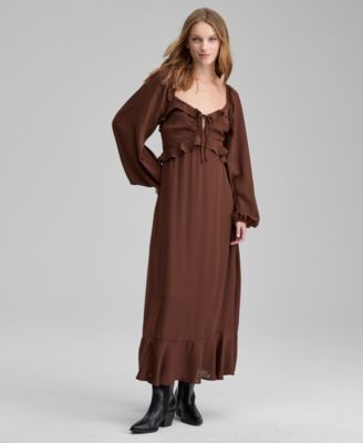 And Now This - Women's Ruffle Long-Sleeve Maxi Dress
