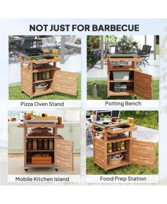 Grill Cart, Stainless Steel Top Kitchen Island with Drawer,