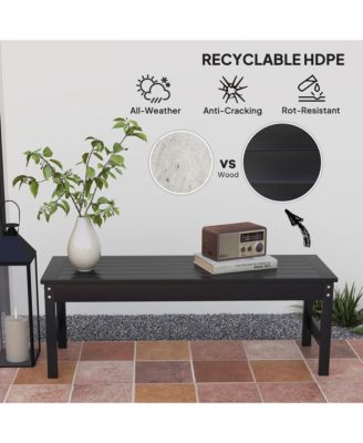 47" HDPE Outdoor Bench, Backless Slatted Garden Bench Seat,