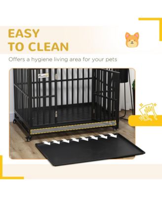 Heavy Duty Steel Dog Crate Kennel with Wheels and 1 Access Door,