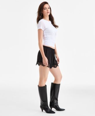 Women's Satin Lace-Hem Shorts, Macy's Exclusive