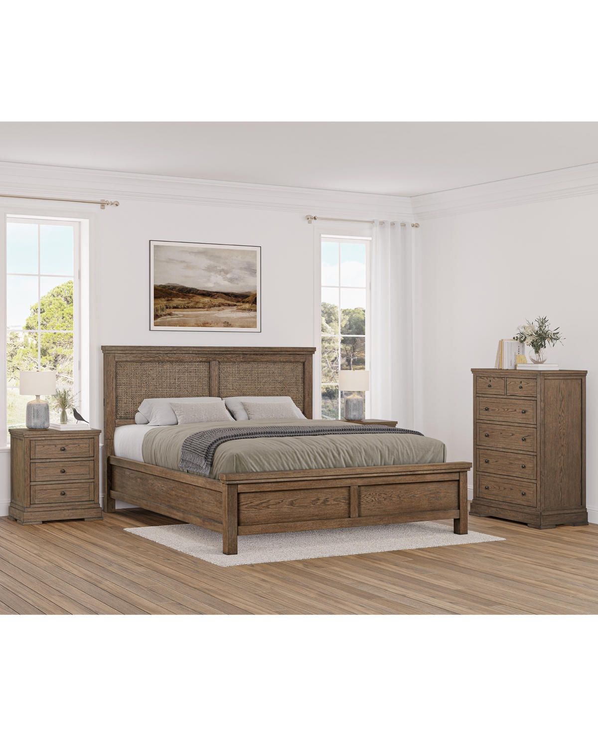 Macy's Alverton 3 Pc. King Cane Set (bed, Chest & 3-drawer Nightstand, Created For . In Transparent