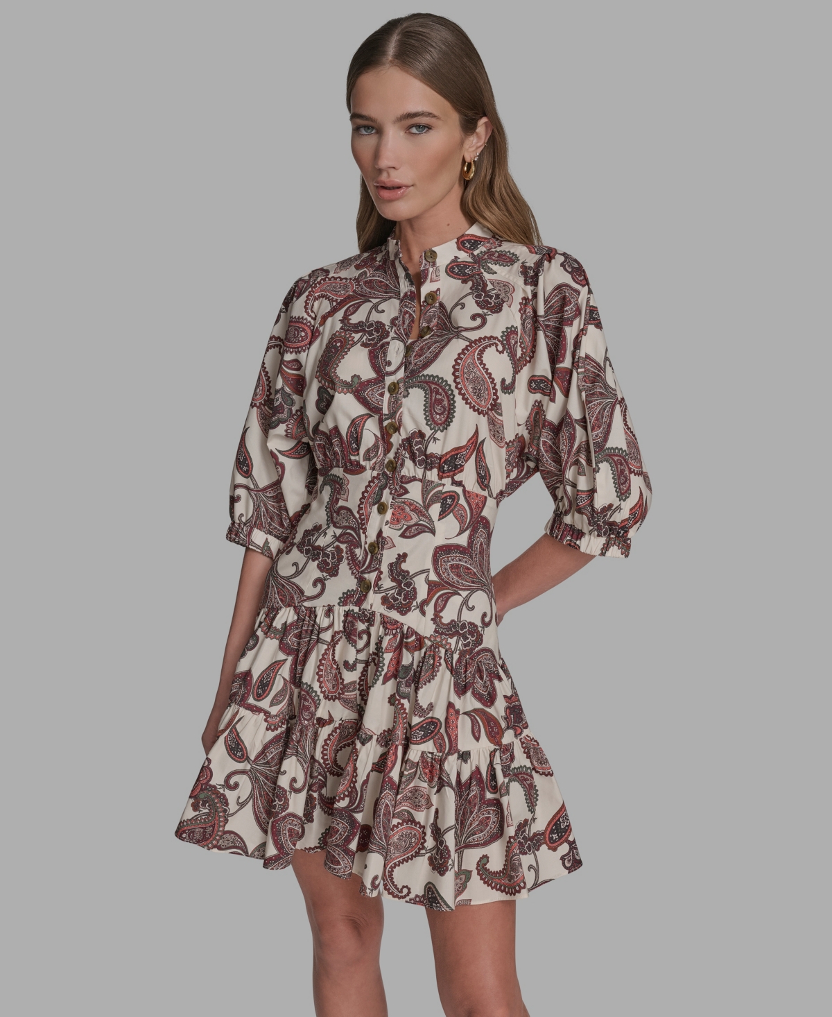 Bcbg Women's Collared Short-sleeve Fit & Flare Dress