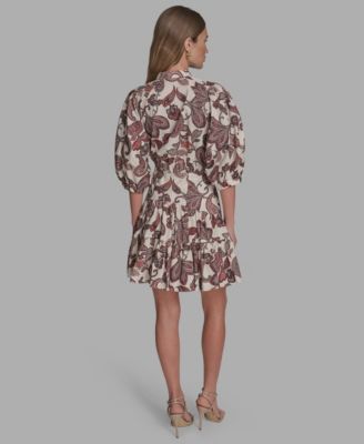 Women's Collared Short-Sleeve Fit & Flare Dress