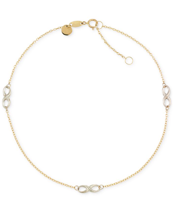 Macy's - Two-Tone Infinity Design Anklet in 14k Gold and 14k White Gold