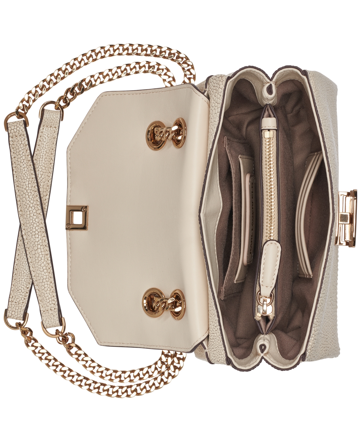 Karl Lagerfeld Liana Small Leather Shoulder Bag In Brown