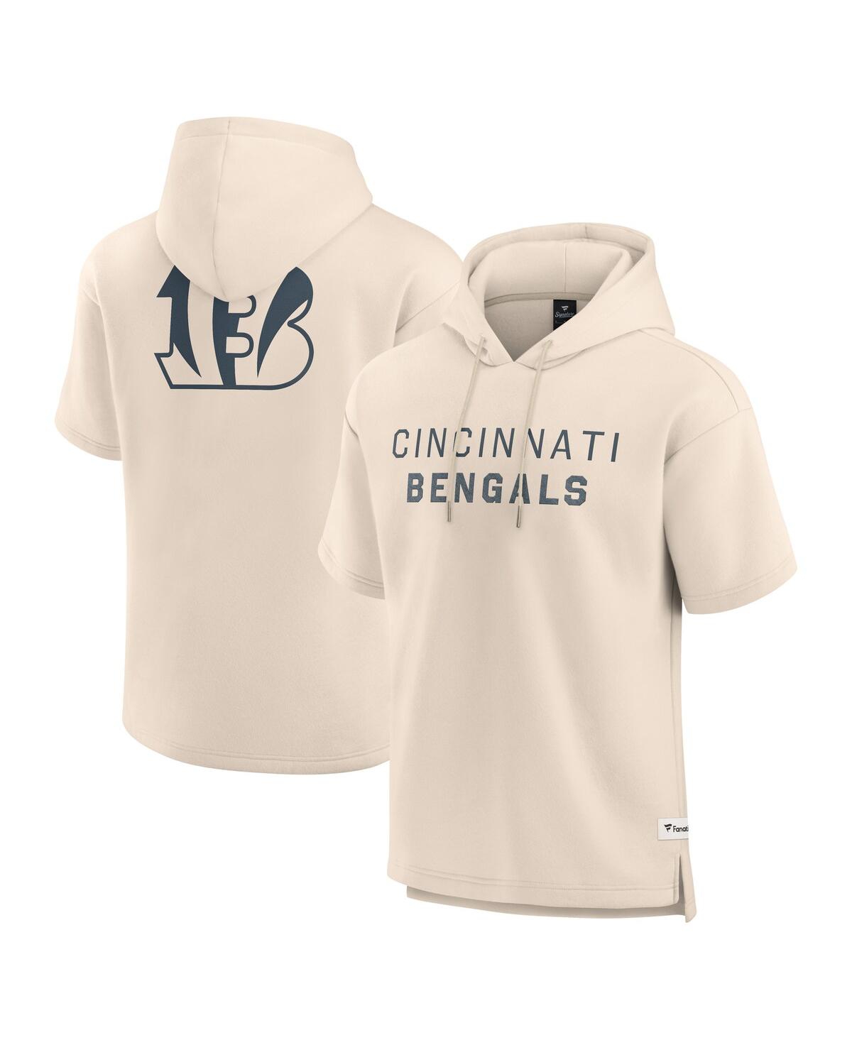 Men's Cream Cincinnati Bengals Elements Future Ground Lettering Short Sleeve Pullover Hoodie - Cream