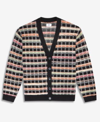 Men's Boxy-Fit Plaid V-Neck Cardigan, Macy's Exclusive