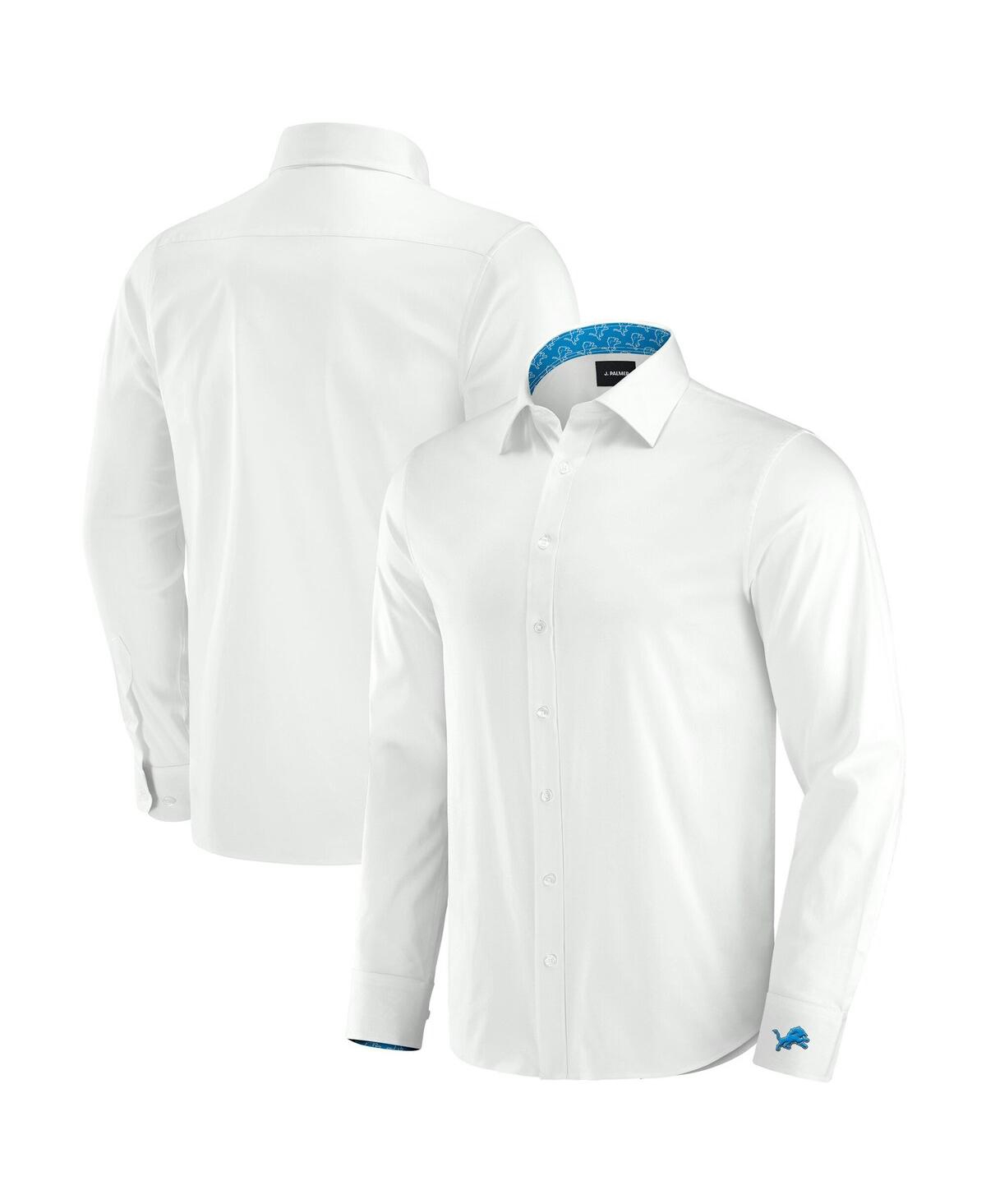 Men's White Detroit Lions Man-In-Motion Long Sleeve Button-Up Dress Shirt - White