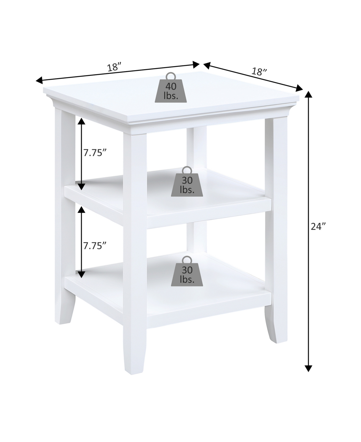 Convenience Concepts 18" Wood Tribeca End Table In White