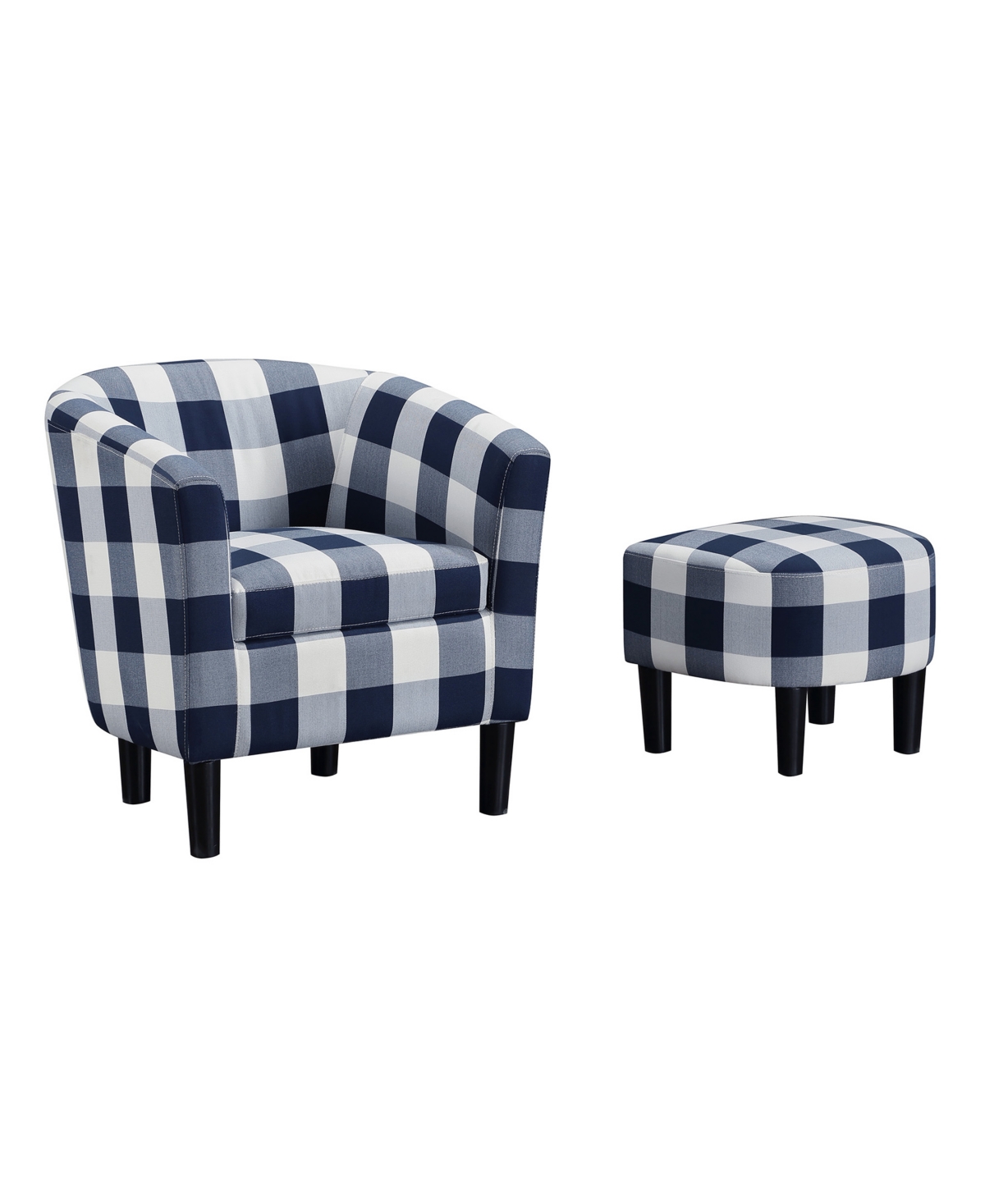 Convenience Concepts 26.25" Polyester Take A Seat Churchill Accent Chair With Ottoman In Blue