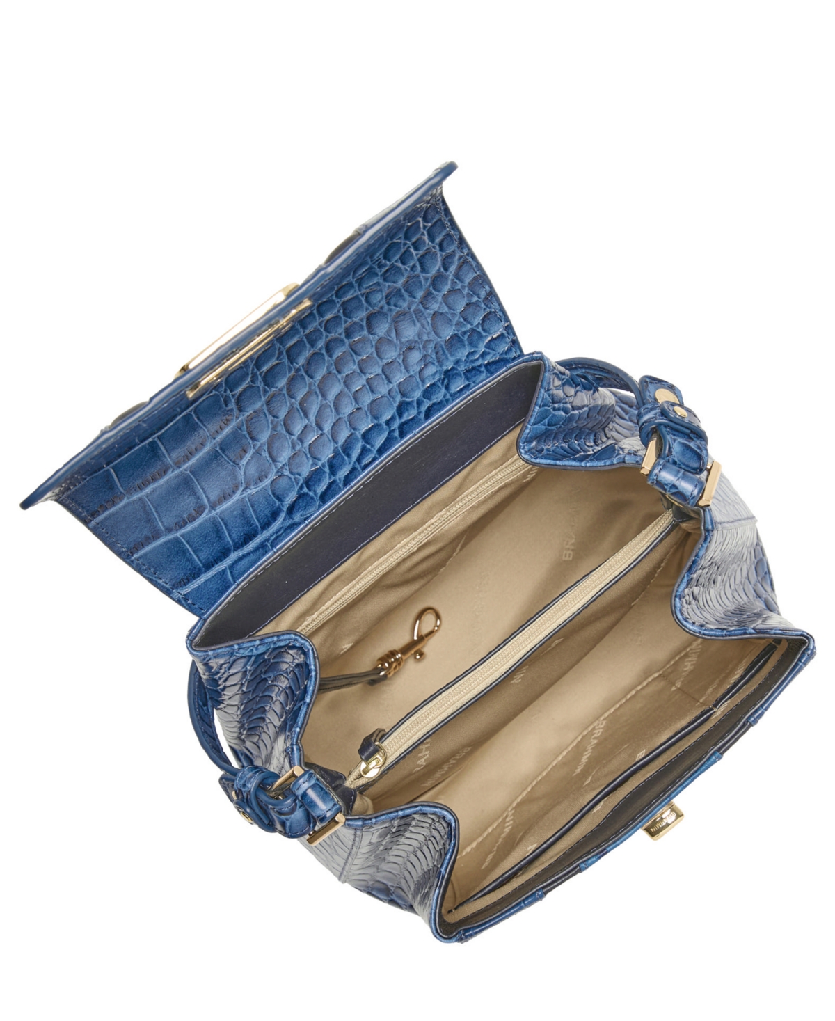 Brahmin Margo Croc Embossed Leather Crossbody Bag In Blue
